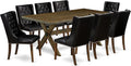 East West Furniture X777FO749-9 9 Piece Dining Table Set Includes a Rectangle Dining Room Table with X-Legs and 8 Black Faux Leather Parsons Chairs, 40x72 Inch, Multi-Color