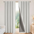 Joydeco 100% Blackout Curtains for Bedroom - Natural Linen Curtains 52" W x 120" L, Thermal Insulated 2 Panels White Light Blocking Drapes, Rod Pocket & Back Tabs, Darkening Privacy for Living Room