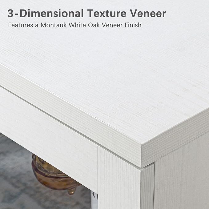 Buffet Cabinet with Storage, Sideboard Buffet with Glass Doors, Cupboard Console Table Accent Cabinet for Hallway, Entry, Kitchen, Living Room, Dining Room, Montauk White