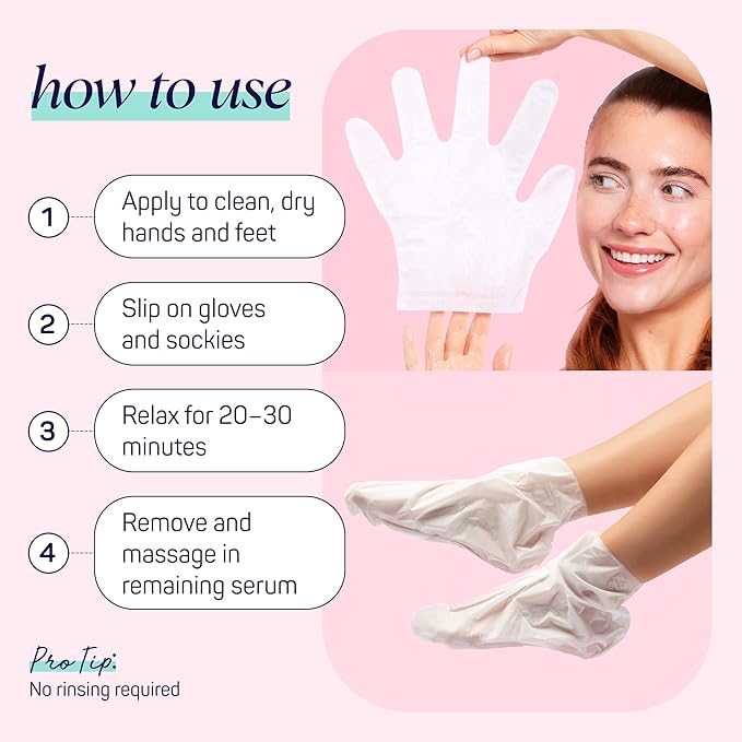 SpaLife Moisturizing Hand Gloves & Foot Mask Socks | Korean Skincare Set for Dry Cracked Hands & Dry Cracked Feet Callus Remover Alternative | Self Care Gifts for Women | 4 Hand, 4 Foot