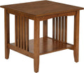 OSP Home Furnishings Sierra End Table with Lower Storage Shelf and Mission Style Side Panels, Ash Brown