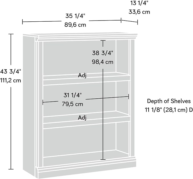 Sauder Miscellaneous Storage 3-Shelf Bookcase/ Book shelf, Jamocha Wood finish