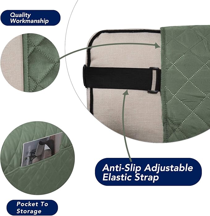 PureFit Reversible Sofa Cover Water Resistant Loveseat Couch Cover, Machine Washable Furniture Cover with Non-Slip Foam and Adjustable Strap for Dogs, Pets (Loveseat, Grayish Green/Ivory)