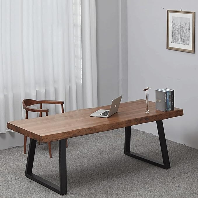 Pine Computer Desk, Modern Solid Wood Home Office Desk, Long Rural Farmhouse Pine Dining Table, Administrative Workstation Computer Desk, Suitable for Living Room and Dining Room (55inch)