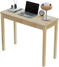 Solid Wood Desk with Drawers - 39 x 16 Inch Narrow Desks, Mid Century Modern Desks, Rubber Wood Study Table, Small Writing Desk for Bedroom|Small Spaces, Natural