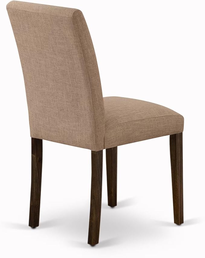 East West Furniture V797AB747-7 7 Piece Kitchen Table Set Consist of a Rectangle Dining Table with V-Legs and 6 Light Sable Linen Fabric Parson Dining Chairs, 40x72 Inch, Multi-Color
