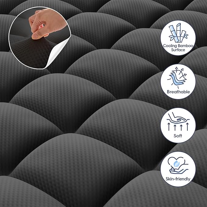 ELEMUSE Dual Layer 3 Inch Memory Foam Mattress Topper Twin, 2 Inch Cooling Gel Memory Foam Plus 1 Inch Down Alternative Pillowtop Mattress Pad with Cooling Cover, Soft Comfort Support, Black