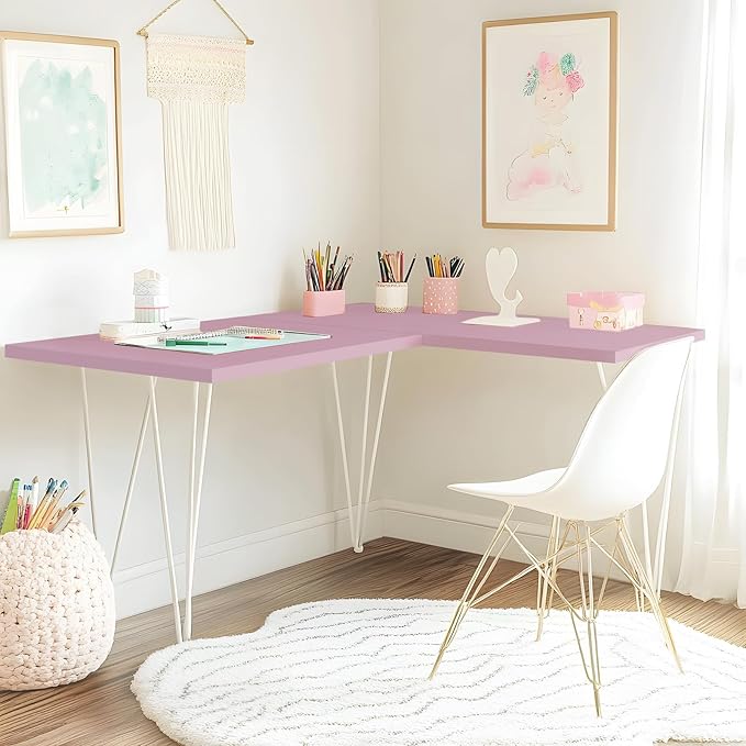 Kaboon 45x20 inch Table Top Universal, Solid One-Piece Desktop, Reversible Melamine Countertop, Double Desks, L-Desk DIY, Nostalgia Rose