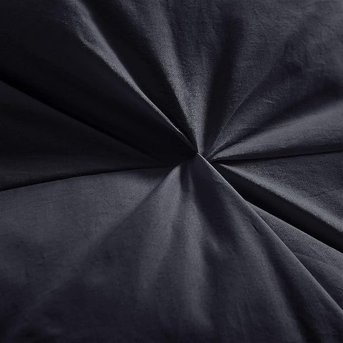 Luxurious Goose Down Feather Fiber Comforter Duvet Insert, Exquisite Pinch Pleat Black Design, Oversize Palatial King 120 x 98, Premium Baffle Box 100% Egyptian Cotton, 90 oz Fill Weight