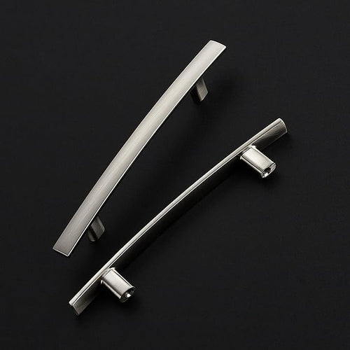10 Pack Cabinet Handles 4" Hole Center - Curved Cabinet Pulls Brushed Nickel Drawer Pulls for Kitchen Cupboard Solid Hardware for Dresser Drawer Arch Hardware