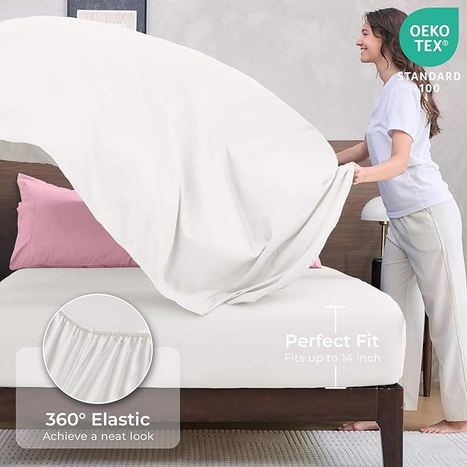 HEVUMYI Full Comforter Set - 7-Piece All Season Bed in a Bag Full, Ultra Soft Bedding Set with Comforter, Flat Sheet, Fitted Sheet, Pillowcases, Pillow Shams, Pink & Ivory