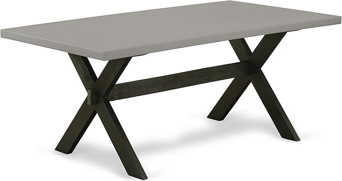East West Furniture X697AB106-7 7 Piece Kitchen Table Set Consist of a Rectangle Dining Table with X-Legs and 6 Shitake Linen Fabric Parson Dining Chairs, 40x72 Inch, Multi-Color