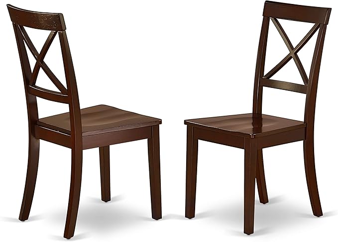 East West Furniture NDBO3-MAH-W 3 Piece Dining Set Contains a Rectangle Dining Room Table with Dropleaf and 2 Wood Seat Chairs, 30x48 Inch, Mahogany