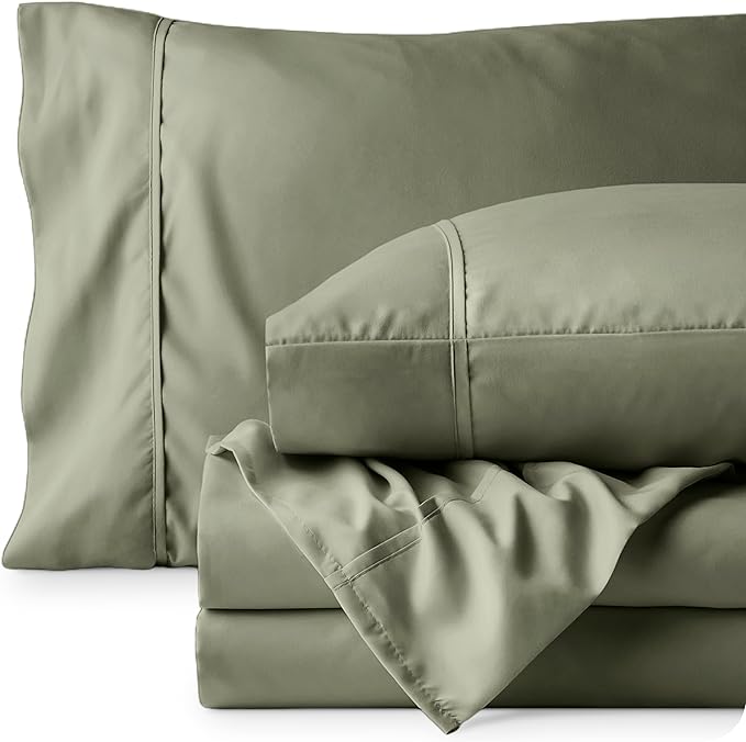 Bare Home Full Sheet Set - Luxury 1800 Ultra-Soft Microfiber Full Bed Sheets - Double Brushed - Deep Pockets - Easy Fit - 4 Piece Set - Bedding Sheets & Pillowcases (Full, Sage)