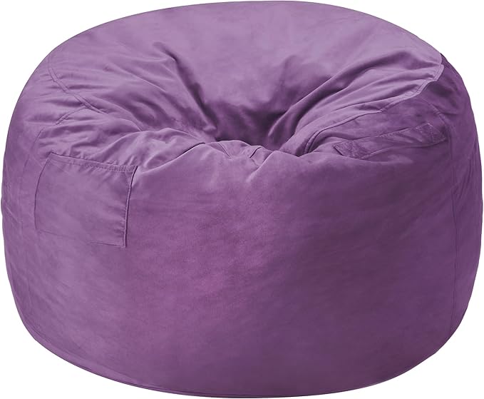 Homguava 5 FT Bean Bag Chair: 5' Bean Bags with Memory Foam Filled, Large Beanbag Chairs Soft Sofa with Dutch Velvet Cover-Purple
