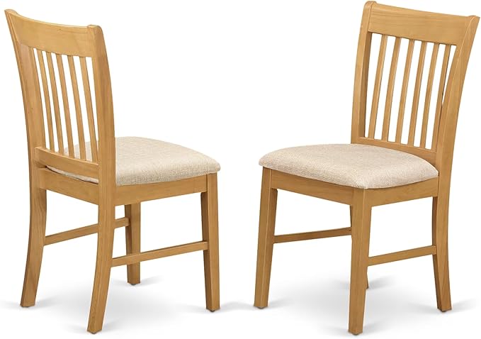 East West Furniture VANO5-OAK-C 5 Piece Dining Set Includes an Oval Dining Room Table with Butterfly Leaf and 4 Linen Fabric Upholstered Kitchen Chairs, 40x76 Inch, Oak