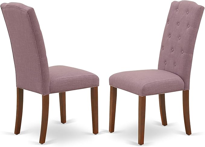 East West Furniture DOCE7-MAH-10 7 Piece Dinette Set Consist of a Rectangle Dining Room Table with Butterfly Leaf and 6 Dahlia Linen Fabric Parsons Dining Chairs, 42x78 Inch, Mahogany