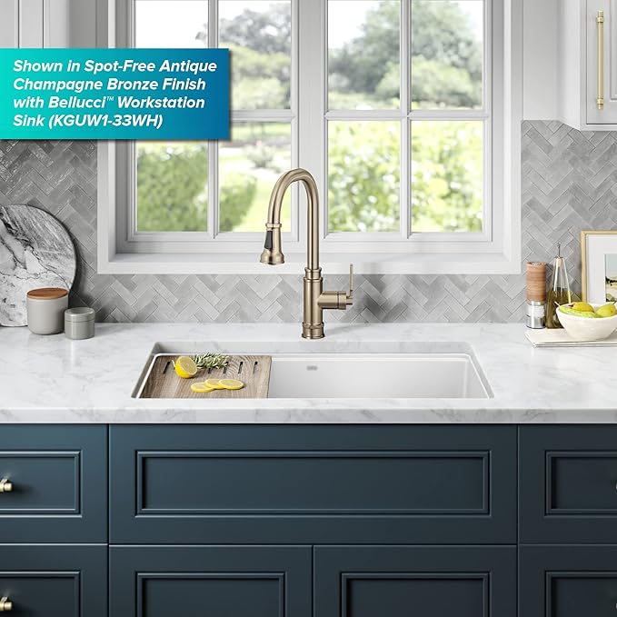KRAUS Allyn Transitional Industrial Pull-Down Single Handle Kitchen Faucet in Matte Black, KPF-4101MB
