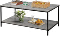 SENIG 2-Tier Coffee Table with Storage Shelf for Living Spaces, Grey Oak Rectangle Wood and Sturdy Metal Side End Table, Functional Center Table for Living Room, 39.3 x 20 x 16