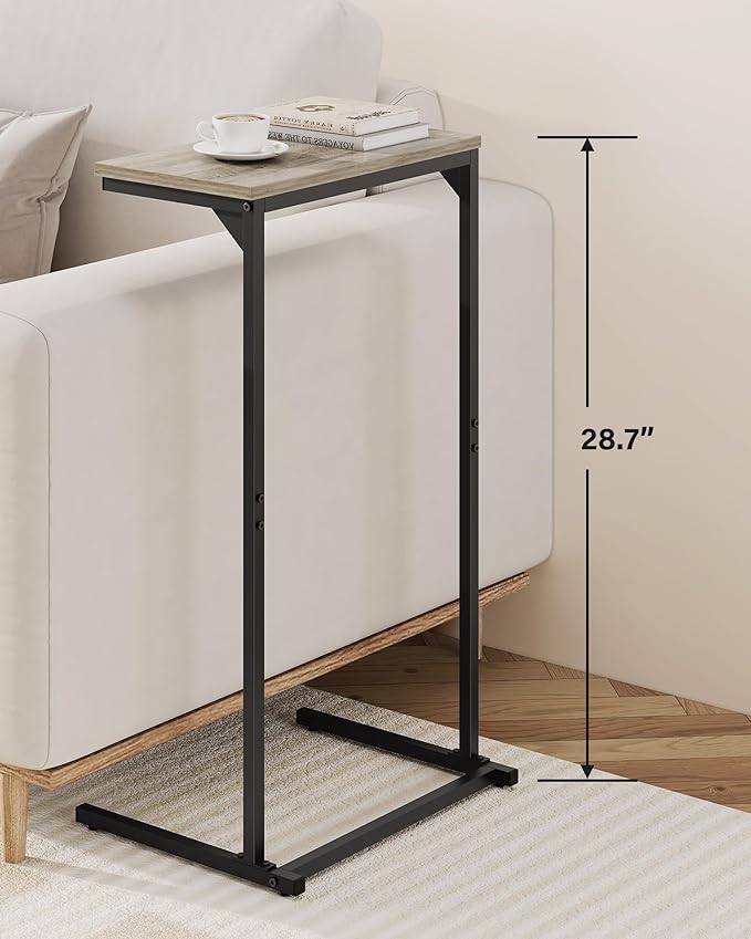 TUTOTAK C Shaped End Table, Small Side Table, Set of 2, 28.7 inch Tall Couch Table, Sofa Table, Living Room, Bed Room, Greige TB01BG0712