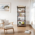 Industrial Bookshelves, Wood Pipe Bookshelf, 5 Shelf Rustic Display Storage Tall Standing Shelf Bookcase for Living Room, Kitchen, Office (Weathered Brown, 29.5" L x 11.8" W x 70" H)