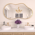 WEER Irregular Wall Mirror, 26x46 inch Gold Asymmetrical Mirror Wall Mounted Mirrors Decorative, Abstract Wavy Aluminum Alloy Frame Mirror for Bathroom, Bedroom, Living Room, Entryway