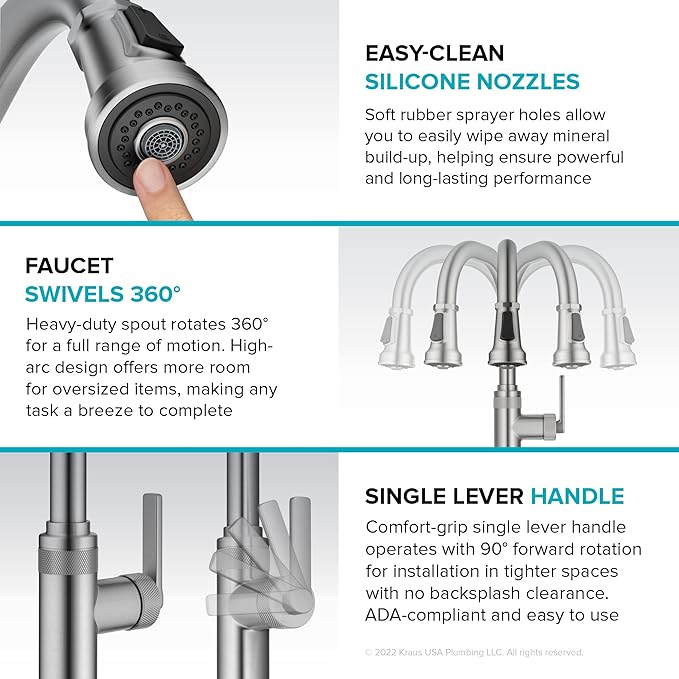 KRAUS Allyn Industrial Pull-Down Single Handle Kitchen Faucet in Spot-Free Black Stainless Steel, KPF-4102SFSB