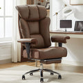 Big and Tall Ergonomic Office Chair 450LBS with Foot Rest, High Back PU Leather Executive Chair with Adjustable Padded Armrests, Lumbar Support for Home or Work, Heavy Duty Computer Chair, Brown