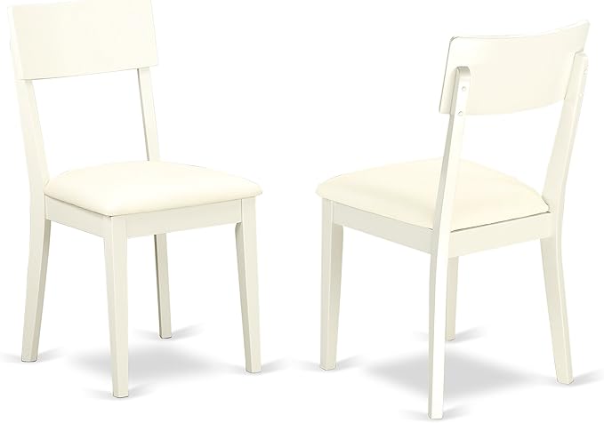 East West Furniture CAAD5C-LWH-LC 5 Piece Kitchen Table Set for 4 Includes a Rectangle Dining Room Table and 2 Faux Leather Dining Chairs with 2 Benches, 36x60 Inch, Linen White