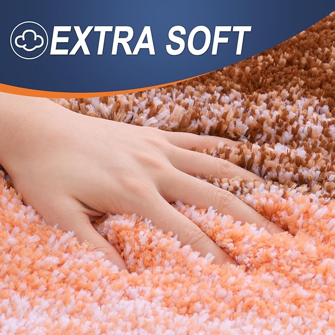 OLANLY Bathroom Rugs Mat 24x16, Extra Soft Absorbent Microfiber Bath Rugs, Rubber Backing, Quick Dry, Machine Washable Bath Mats for Bathroom Floor, Tub and Shower, Home Decor Accessories, Orange