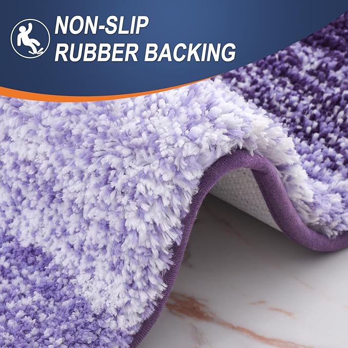 OLANLY Bathroom Runner Rugs 59x20, Extra Soft Absorbent Microfiber Bath Rugs, Rubber Backing, Quick Dry, Machine Washable Bath Mats for Bathroom Floor, Tub and Shower, Home Decor Accessories, Violet
