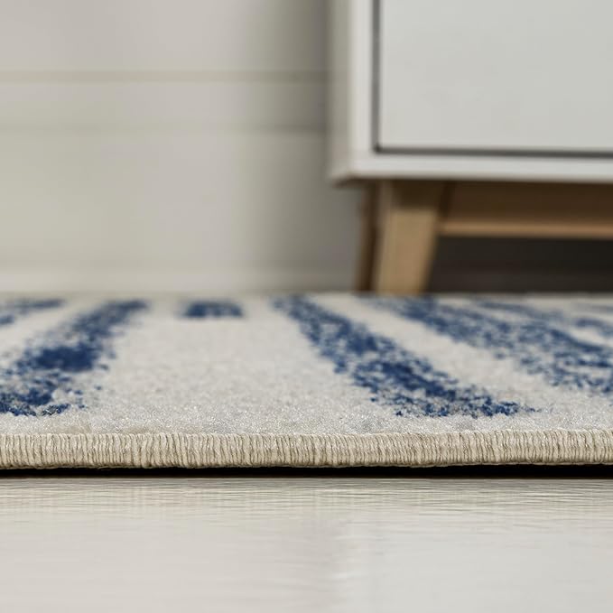JONATHAN Y Khalil Modern Berber Stripe Cream/Navy Indoor Area Rug, 8x10, Contemporary, Bohemian, Easy-Cleaning for Living Room, Bedroom, Kitchen, Pet Friendly, Non-Shedding (MOH207E-8)