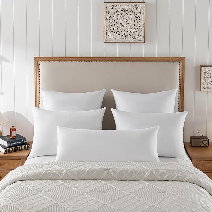 Goose Feathers and Down Pillows, Cotton Cover, Bed Sleeping Hotel Collection Pillows,Set of 2, King Size 20x36