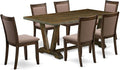 East West Furniture V777MZ748-7 7 Piece Modern Dining Table Set Consist of a Rectangle Wooden Table with V-Legs and 6 Coffee Linen Fabric Upholstered Chairs, 40x72 Inch, Multi-Color