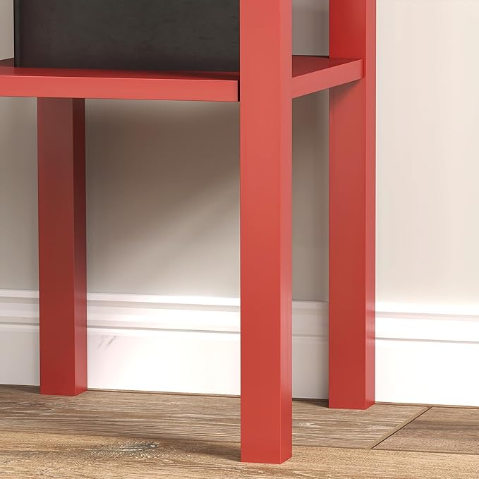 HOMCOM 2-Tier Side Table with Drawer, Narrow End Table with Bottom Shelf, for Living Room, Set of 2, Red