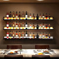 78.7in Wall-Mounted Metal Wine Rack with LED Lights 3-Tier Floating Bar Shelves with Wine Glass Rack Large Wine Bottle Display Rack Hanging Shelf, for Home Bar Decorative (Black, 200cm/78.7in)