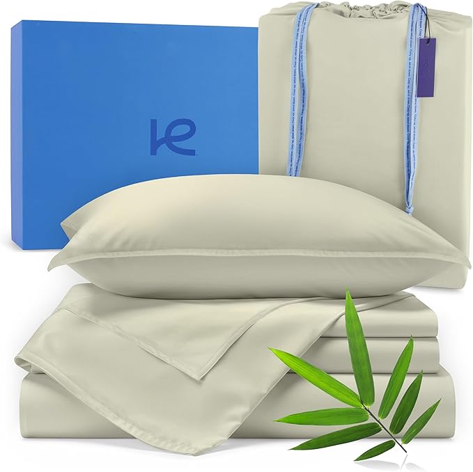 Kickoff Viscose Bamboo Sheets Twin Size 3-pc 100% Organic Bamboo Viscose Bed Cooling Sheets Twin Size Set Cool Bedding for hot Sleepers Sheet, Flat, Fitted, Pillowcase (Soft Sage, T)
