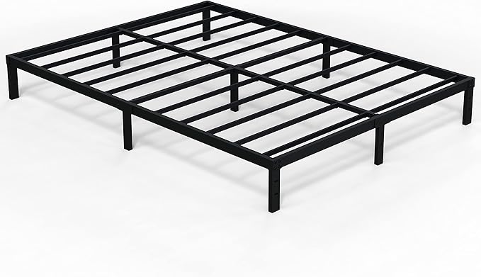 EMODA 10 Inch California King Bed Frames Heavy Duty Metal Cal King Platform with Steel Slats Support, No Box Spring Needed, Noise Free, Black