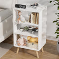 Night Stand, White Kids Nightstand, Modern End Table with Open Storage, 3-Tier Nursery Bedside Table for Small Space, Living Room, Bedroom