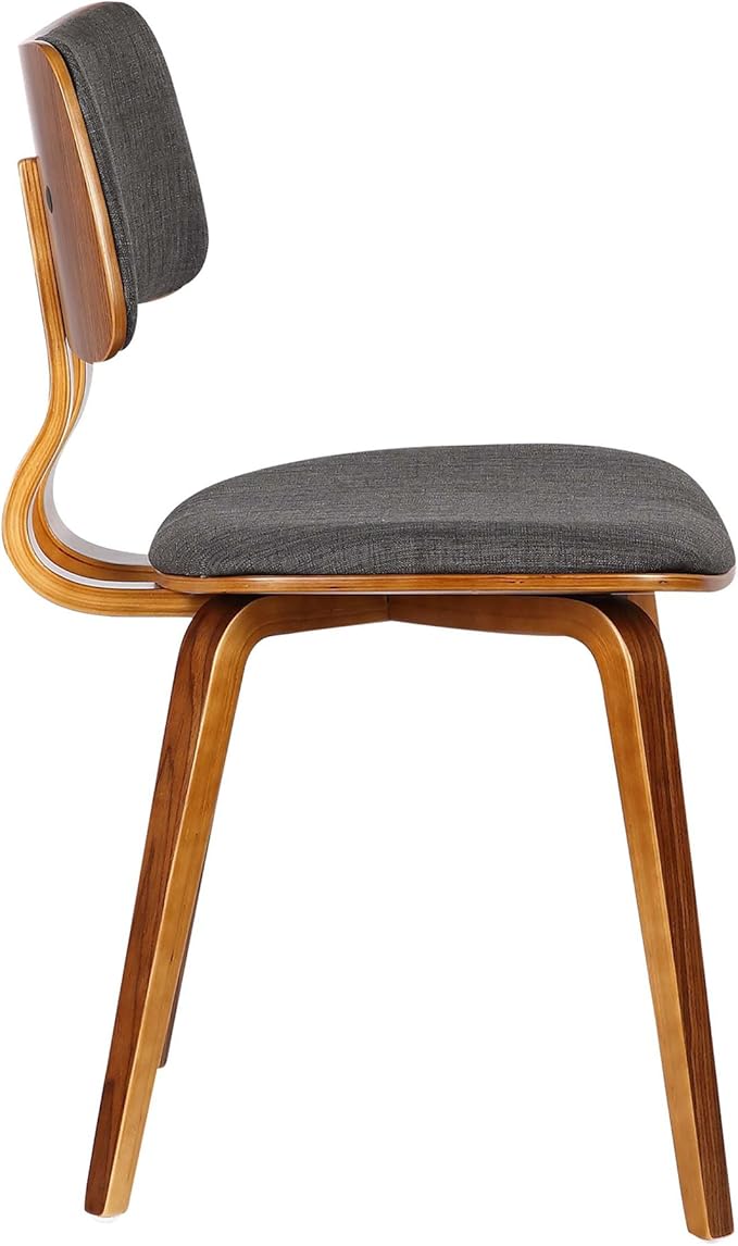 Armen Living Jaguar Mid-Century Dining Chair in Walnut Wood and Charcoal Fabric - Set of 6