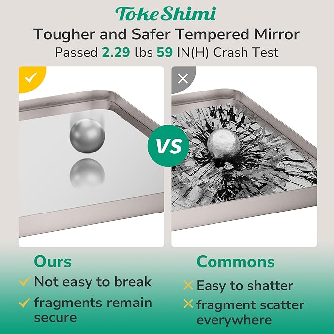 TokeShimi 36x36 Brushed Nickel Bathroom Mirror,Bathroom Vanity Mirror Square,Tempered Glass,Aluminum Framed Bath Mirror Wall(Horizontal/Vertical)