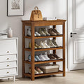 Bamworld Shoe Rack 5 Tier Wooden Storage Benches Wood Free Standing Shoe Shelf for Entryway Hallway (Brown,31.5")