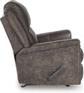 Signature Design by Ashley Skymaker Modern Faux Leather Manual Rocker Recliner with Track Arms, Dark Brown