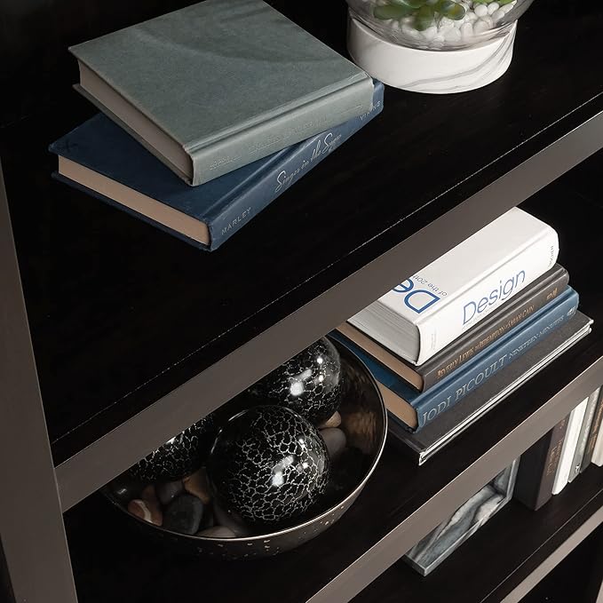Sauder Miscellaneous Storage 5 Bookcase/Book Shelf, L: 35.28" x W: 13.23" x H: 69.76", Estate Black