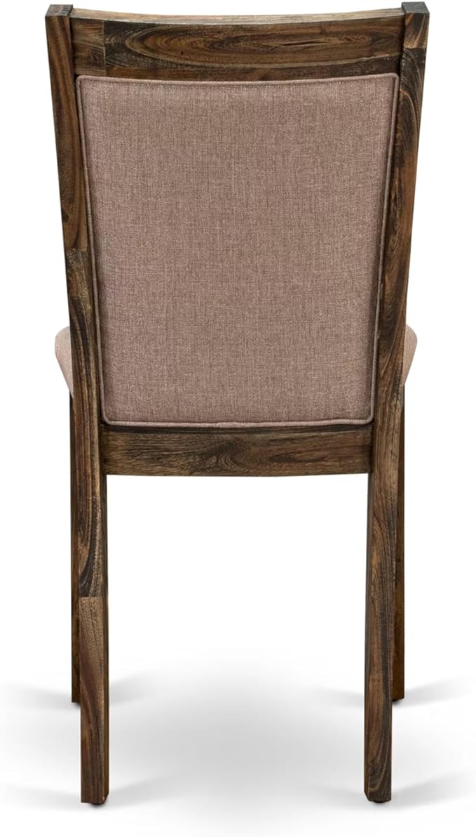 East West Furniture V777MZ716-9 9 Piece Dining Table Set Includes a Rectangle Dining Room Table with V-Legs and 8 Dark Khaki Linen Fabric Parsons Chairs, 40x72 Inch, Multi-Color
