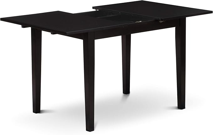 East West Furniture NOCE3-BLK-21 3 Piece Dining Table Set Contains a Rectangle Dining Room Table with Butterfly Leaf and 2 Mineral Blue Linen Fabric Parsons Chairs, 32x54 Inch, Black