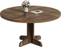 Garvee 47 Inch Round Dining Table for 4, Farmhouse Kitchen Dining Room Circle Dinner Table, Kitchen Dining Room Furniture, Brown (Table Only)