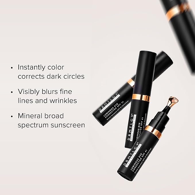 DRMTLGY Luminous Eye Corrector SPF 41, Under Eye Color Corrector for Dark Circles, Anti-Aging Tinted Eye Cream, Hydrating Eye Serum with Peach Undertone, Tan
