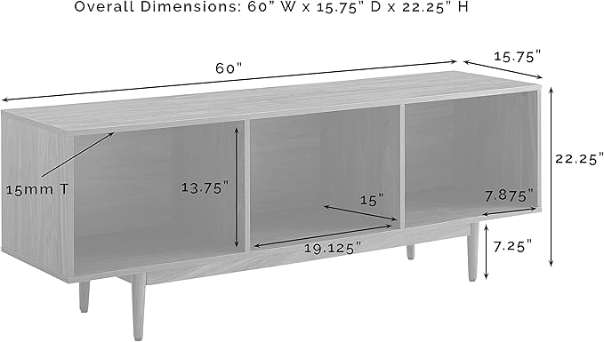 Crosley Furniture Liam Large Vinyl Record Storage TV Stand and Entertainment Center, Media Console, Black