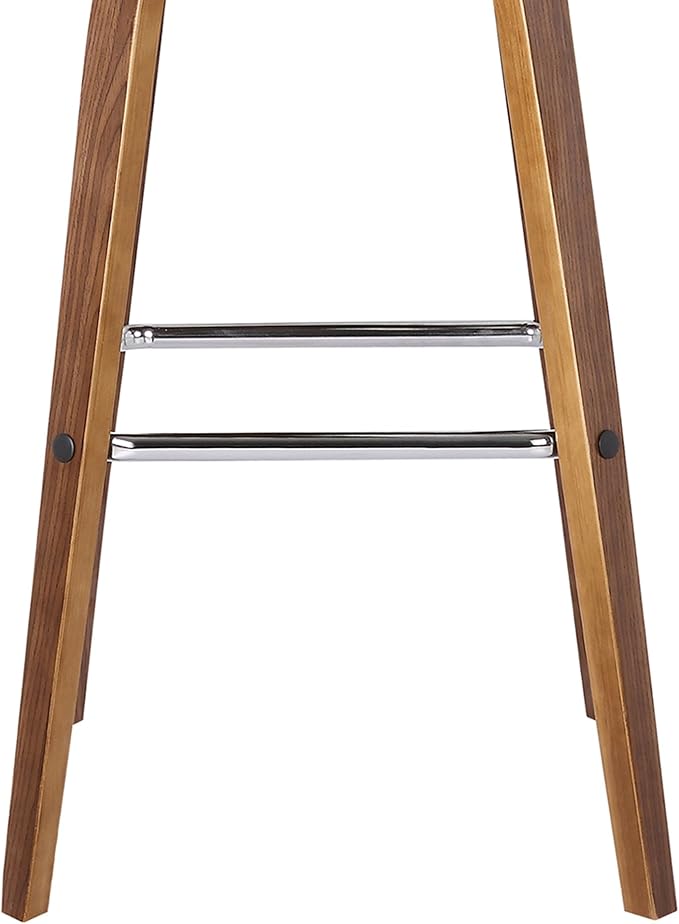 Armen Living Vienna 30" Bar Height Swivel Brown Faux Leather and Walnut Wood Bar Stool